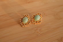 Load image into Gallery viewer, Jadeite Earrings with Gold Embellishment
