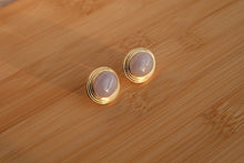 Load image into Gallery viewer, Lavender Jadeite Earrings with Gold Trim
