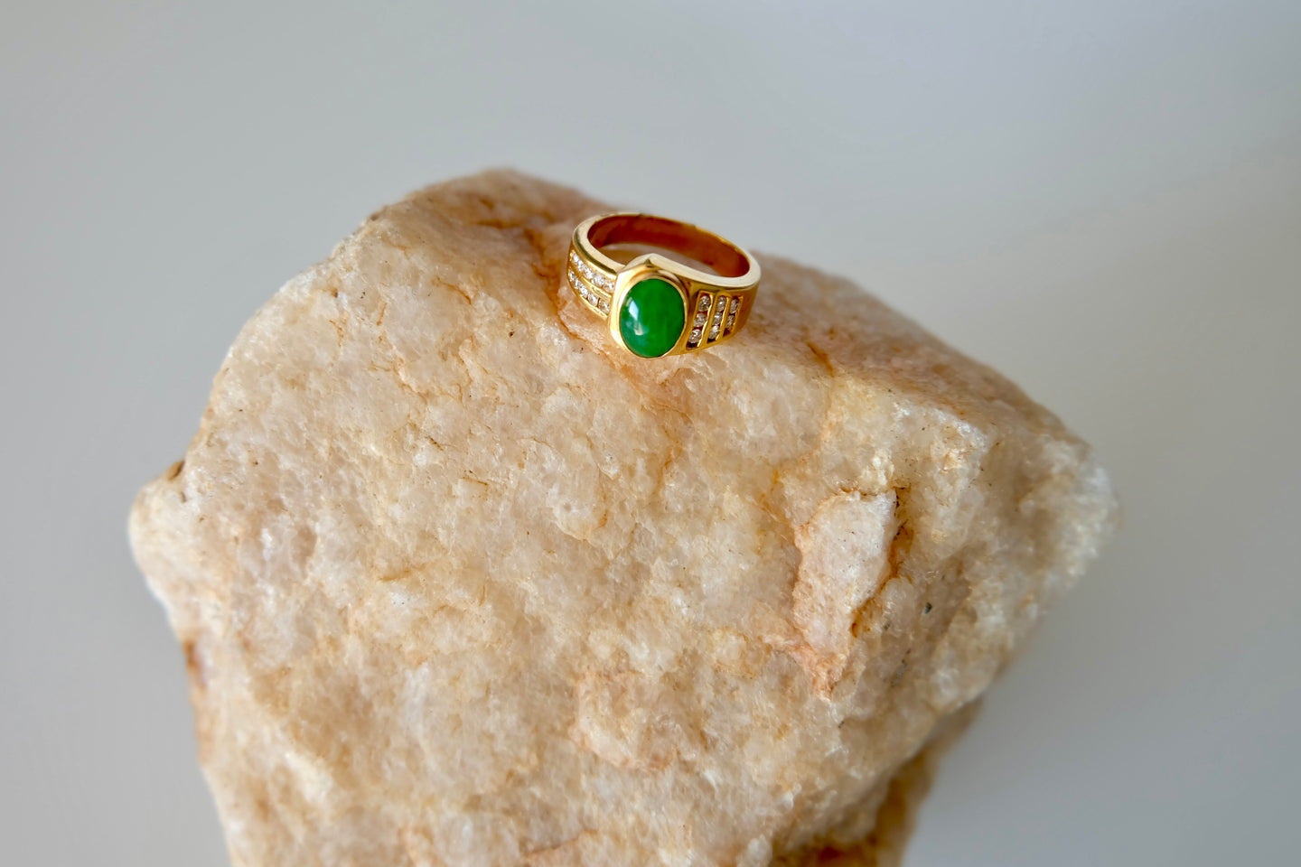 Oval Jadeite Ring with Diamonds