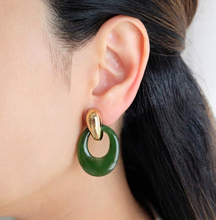 Load image into Gallery viewer, Jade Hoop Earrings
