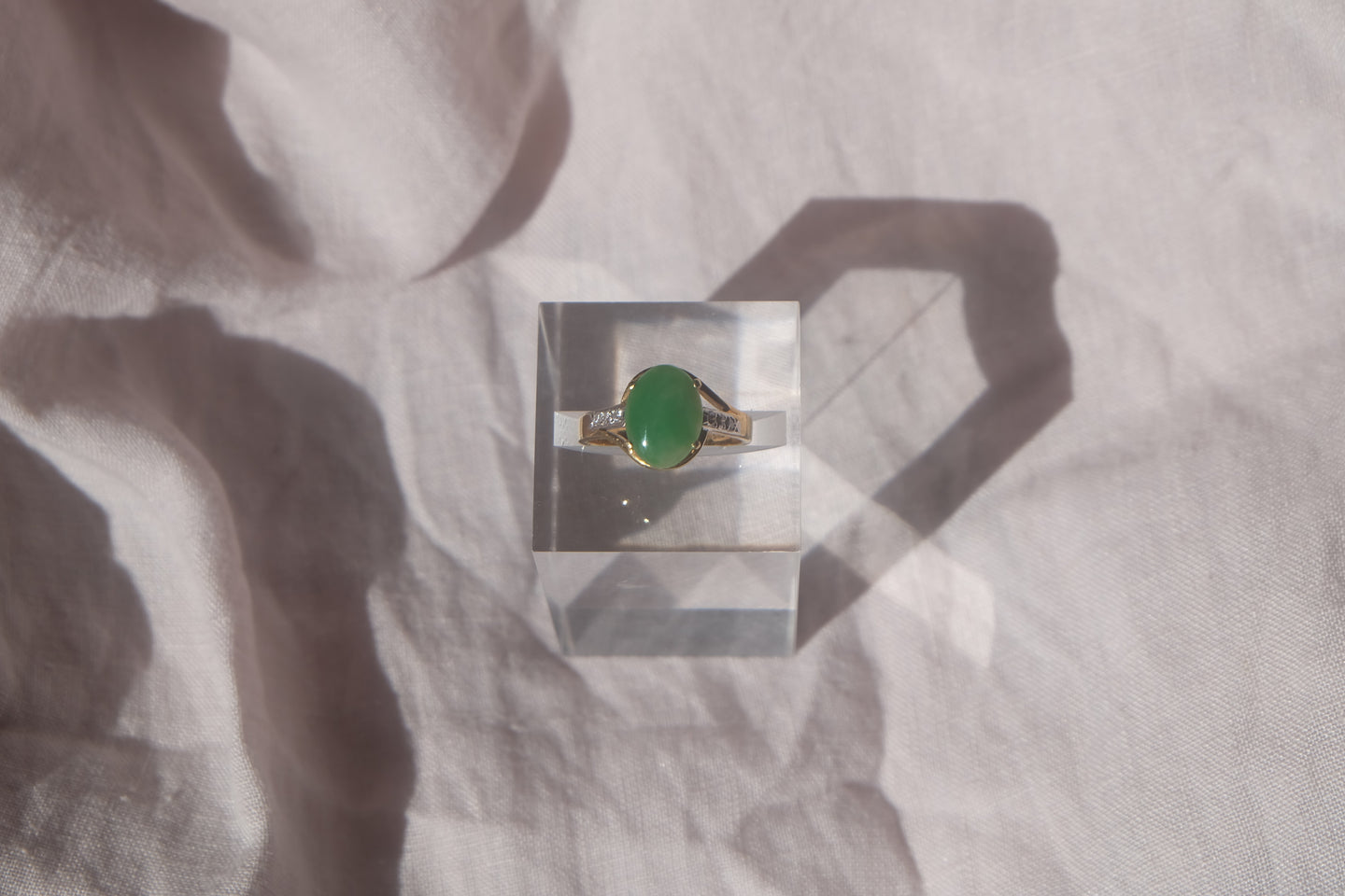 Oval Jadeite Diamond Ring